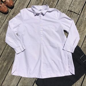 J. Jill Purple Striped Button Down Popover Top